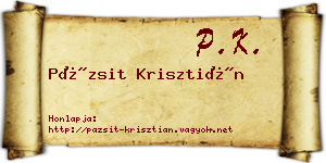 Pázsit Krisztián névjegykártya